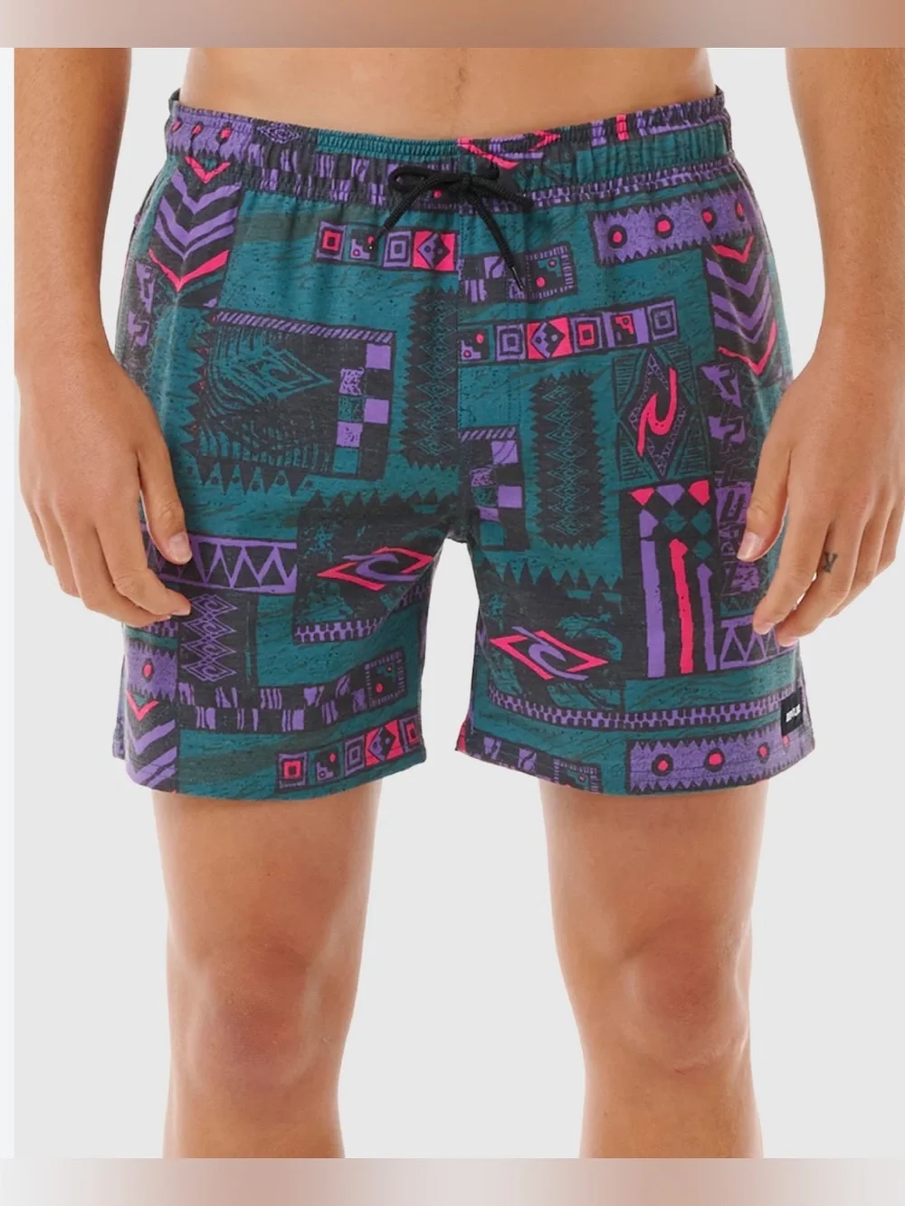 Rip Curl Fun Times Volley Lay Days Board Shorts Mens L/XL Geometric Trunks Neon